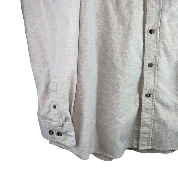 Guide Series Brushed Flannel Long Sleeve Shirt 3XLT Cream Cotton Button Front - Picture 5 of 11